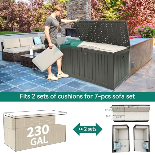 230 Gallon Large Deck Box with Divider & Side Handles