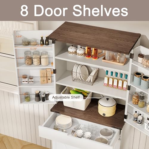 72" Kitchen Pantry Storage Cabinet with Doors and Shelves