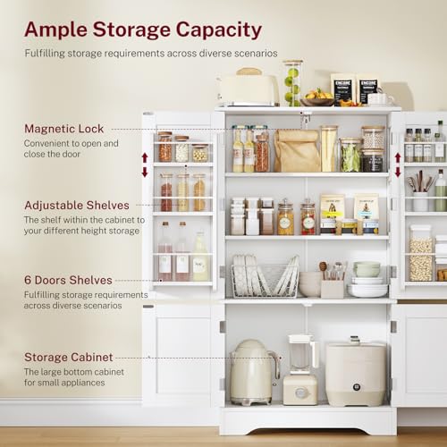 43'H Pantry Cabinet with 4 Doors