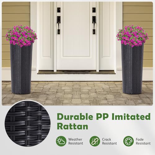 2PCS Rattan Wicker Planters for Outdoor (2 Count)