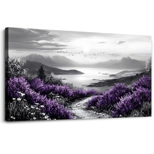 Large Canvas Wall Artwork Home Decoration Painting Black And White Landscape Modern Print Painting Living Room Decor And Bedroom Office Wall Decoration Natural Scenery Mural 24 X 48 Inches