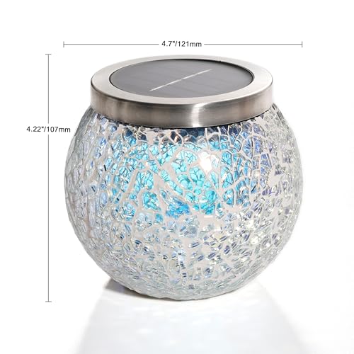 2 Pack Gift for her him Heavy Solar Mosaic Crackle Glass Lights with Dual Solar Panels (2 Count)