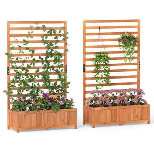 59" Raised Garden Bed with Trellis & Detachable Base Panel
