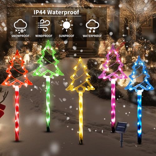 Solar Christmas Tree Pathway Lights Outdoor Decorations