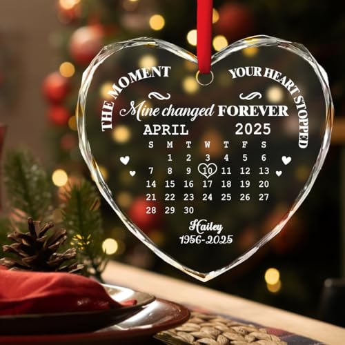 The Moment Heart Stopped Personalized Memorial Glass Ornament