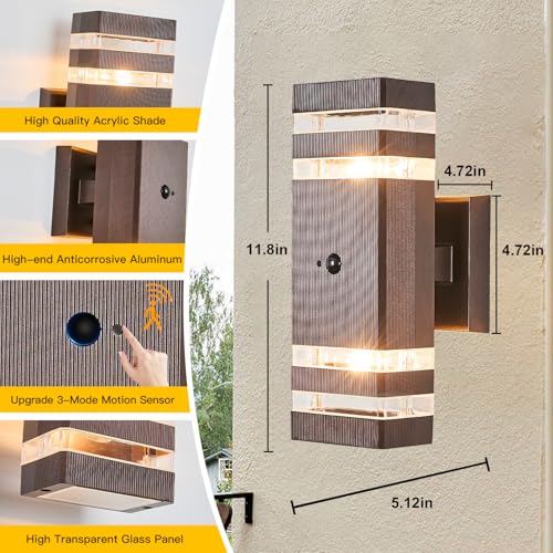 2 Pack Oil Rubbed Bronze Outdoor Wall Lights with 3 (2 Count)