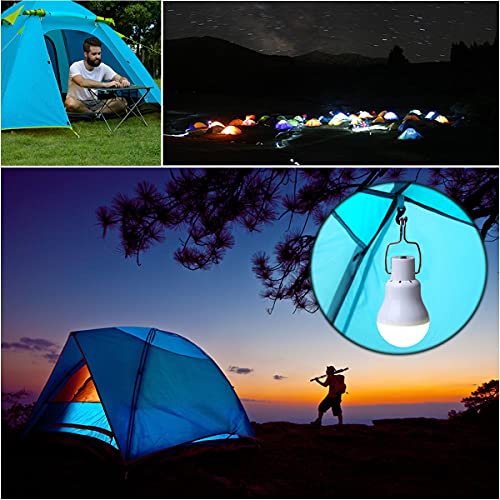 Solar Light Bulb Portable 350LM Solar Powered Camping Light Led Lantern Outdoor for Lamp Light Hiking Fishing Tent Indoor Shed Chicken Coop Hurricane Emergency with USB Chargeable (2 Count)