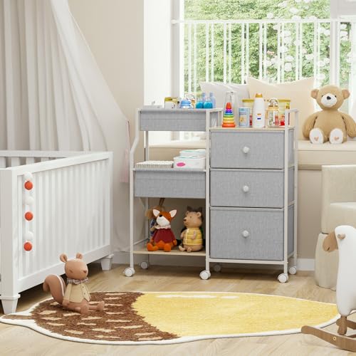 Baby Diaper Caddy Organizer Rolling Cart with Drawers