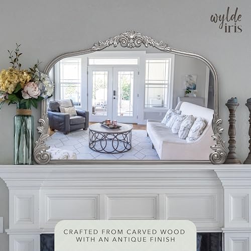 English Estate Carved Arch Wood Wall Mirror