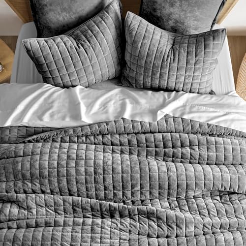 Channel Box Stitch Velvet Quilt Set