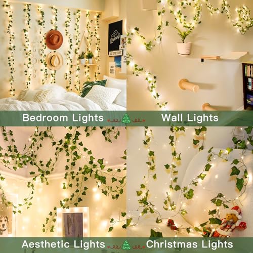33FT 100LED Ivy Vine Fairy Lights Battery Operated Copper Wire