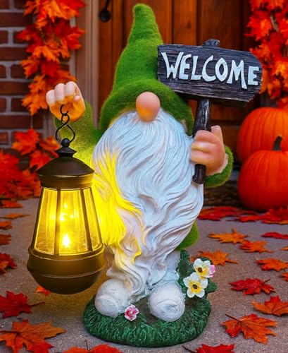 Solar Halloween Gnome Outdoor Garden with Solar Lantern