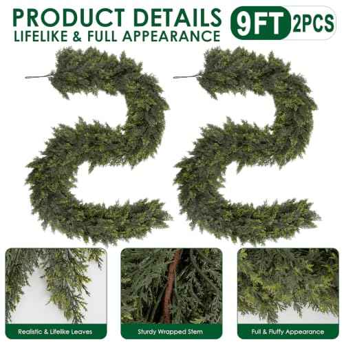 9FT Artificial Cedar Garlands (12 Foot)
