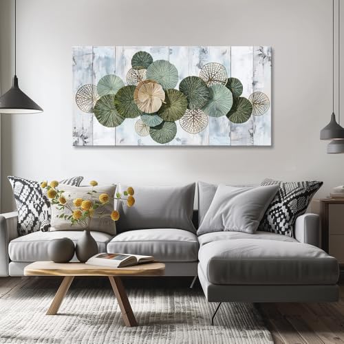 Wall Art Simple Wall Decor Green Canvas Painting Abstract Wall Art for Bedroom Living Room Dining Room Home Office Decor 79"x40" with Framed