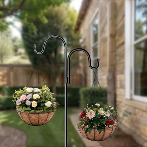 4 Pack 10 inch Metal Hanging Planters Basket with Coco Coir Liner Outdoor