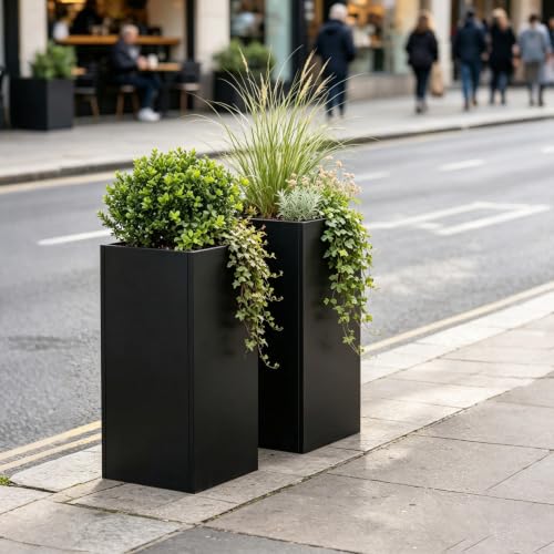 Metal Planter Box for Outdoor 14"x14"x30" Tall Metal Outdoor Planters Box