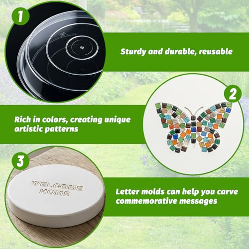 5PCS Stepping Stone Kit Includes 8in Round Cement Molds