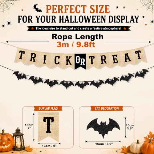 Trick or Treat Banner Garland Halloween Decorations for Mantel (11 Count)