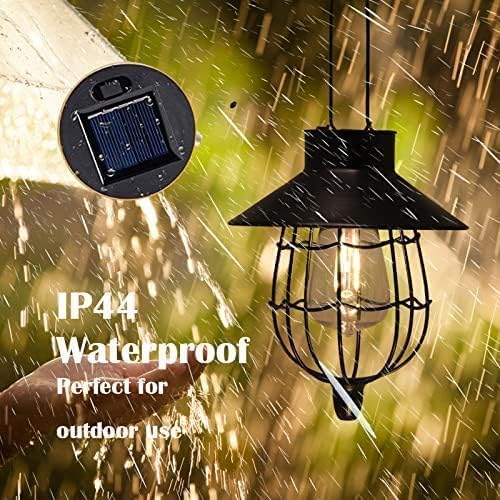 6 Pack Solar Lantern Hanging Waterproof Outdoor Metal Solar Lamp with Warm White Light Decorate for Yard Garden Pathway Patio Porch (6 Count)