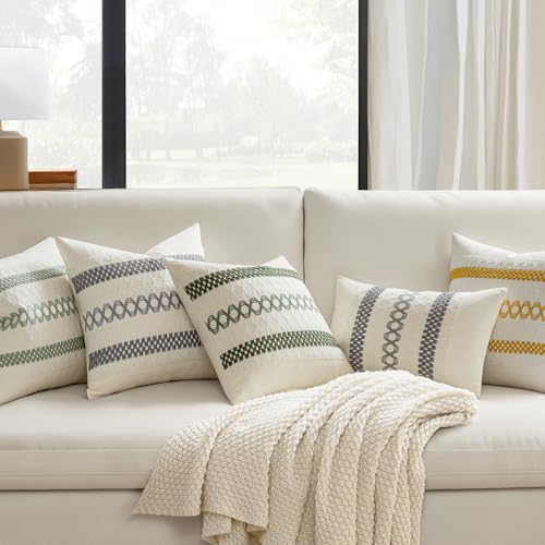 Set of 2 Gray Boho Decorative Lumbar Pillow Covers 12x20 Inch (2 Count)