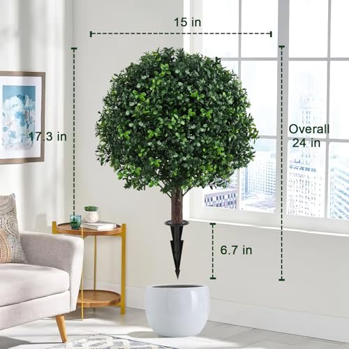 2 Pack UV Resistant Artificial Boxwood Plants Outdoor Topiary (2 Count)
