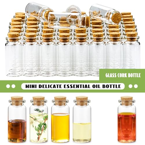 60 Pcs 10ml Small Glass Bottles with Cork Stopper (60 Count)
