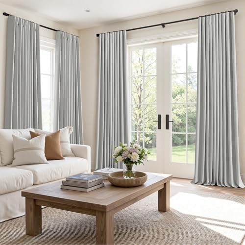 100% Blackout Back Tab Pleat Linen Curtains 50" Wx120 L (2 Count)