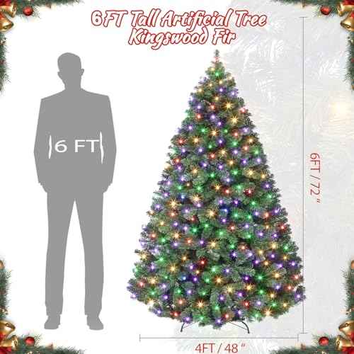 6ft Prelit Wide Fraser Fir Artificial Christmas Tree with RGBW Light