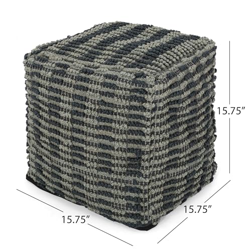 Boho Handmade Fabric Cube Pouf Ottoman Foot Stool
