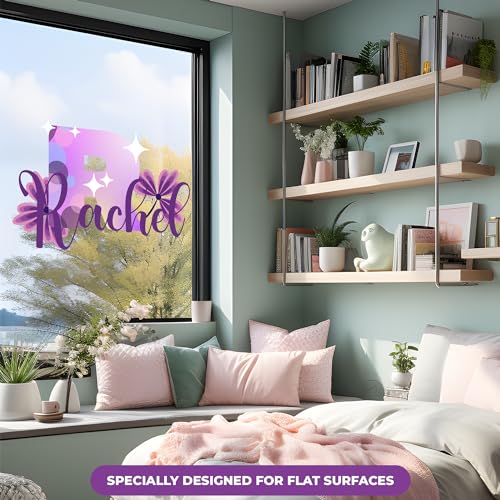 Custom Stickers Name & Initial Wall Decor with Purple Flower