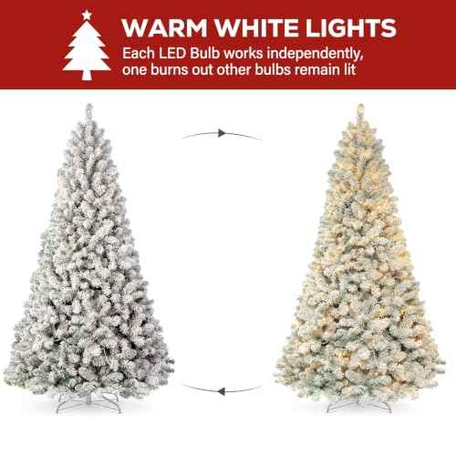 7 ft Prelit Snow Flocked Christmas Tree with 300 Warm White LEDs