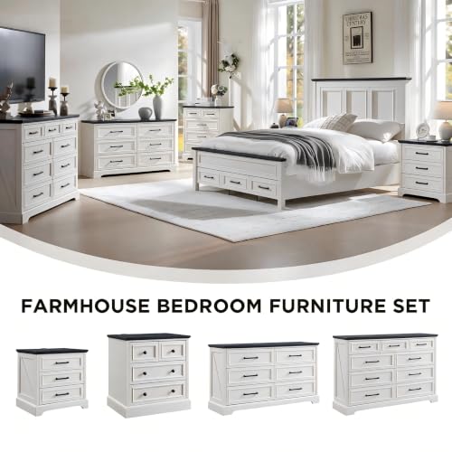 52" Wide Farmhouse 6 Drawer Dresser for Bedroom