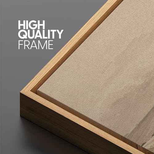 Extra Large Framed Canvas Print Wall Art Vintage Neutral Tone Countryside Landscape Retro Fine Art Illustrations Decorative Colorful for Bedroom