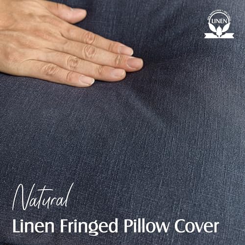 Decorative Linen Fringe Throw Pillow Covers 26×26 Inch (2 Count)