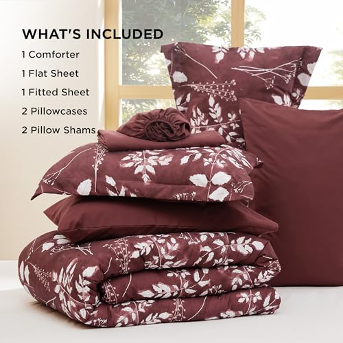 Floral Burgundy Comforter Set