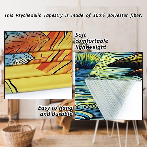 Boho Sun Mountain Tapestry Trippy Forest Tree Tapestry Vintage Aesthetic Magic River Tapestries Nature Landscape Wall Hanging for Bedroom Home Decor
