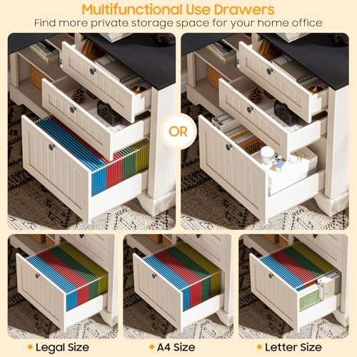 Farmhouse L Shaped Desk with Drawers