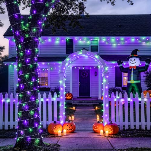 2 Pack 66FT 200 LED Battery Operated Halloween Lights with Remote (100 Count)
