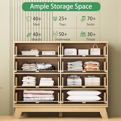 Fluted Dresser for Bedroom with 8 Drawers