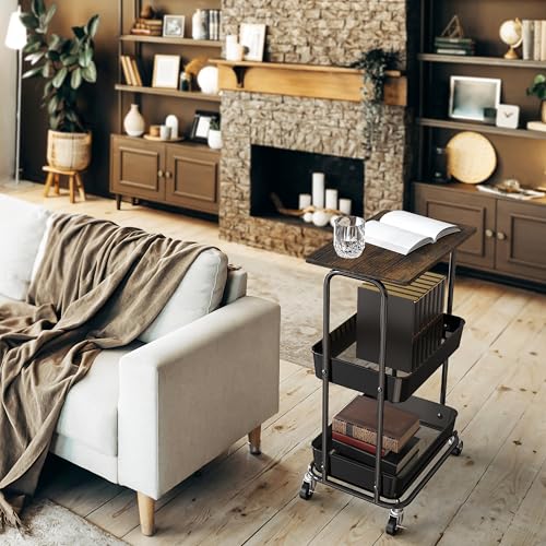 2 Tier Utility Cart Wood Top
