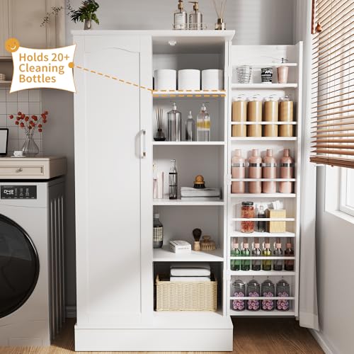 47" Freestanding Kitchen Pantry Cabinet with Adjustable Shelves