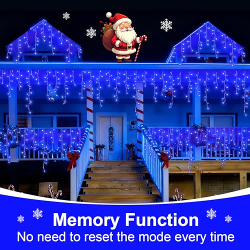 Blue Icicle Lights for Outside (33 Foot)