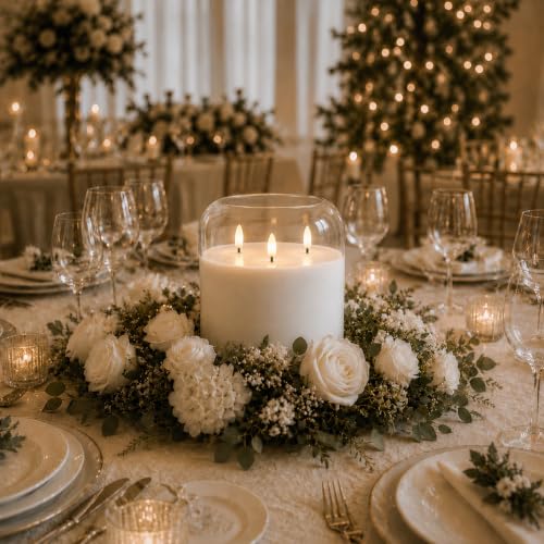 Pure White Large Glass Flameless LED Candle