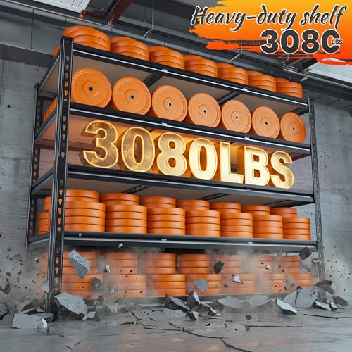 48" W Garage Shelving 3080LBS Storage Shelves 5 Tier Industrial Shelving Adjustable Metal Storage Shelves for Garage