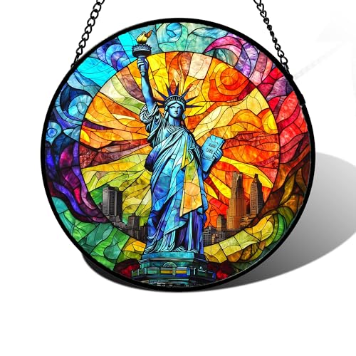 Statue of Liberty Stained Glass Window Hanging Suncatcher Gifts 7.8"