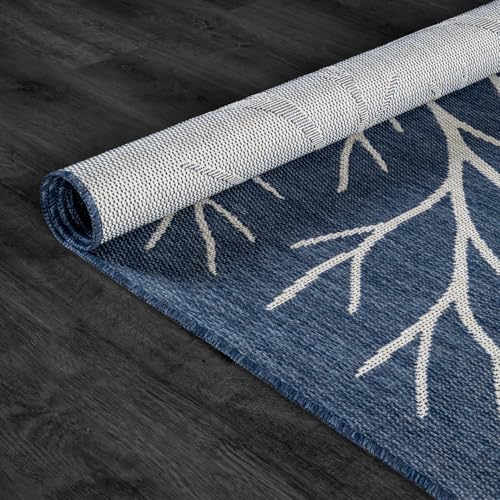 Washable Indoor Outdoor Rug 10x14 Modern Area Rugs Branch Pattern Non Shedding Waterproof Easy Clean Patio Deck Porch Living Room Bedroom Garden RV (140 Sq Ft)