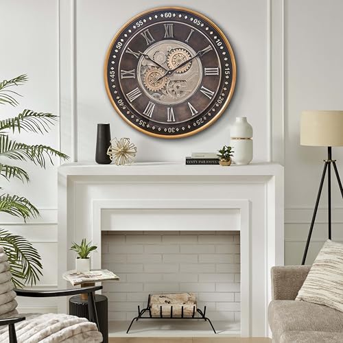 24 Inch Large Moving Gear Wall Clock for Living Room Decor