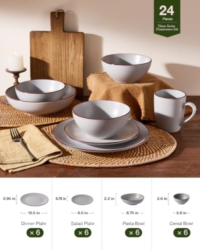Venus Stoneware Dinnerware Sets with Pasta Bowls (24 Count)