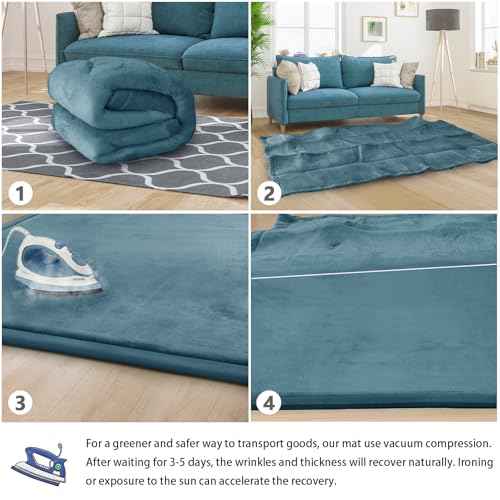 Baby Play Mat for Floor Nursery Rug Muscle Mat Area Rug Playroom Rug 59"x79" Playpen Mat Elastic Foam 1.3" Thick Crawling Mat for Babies