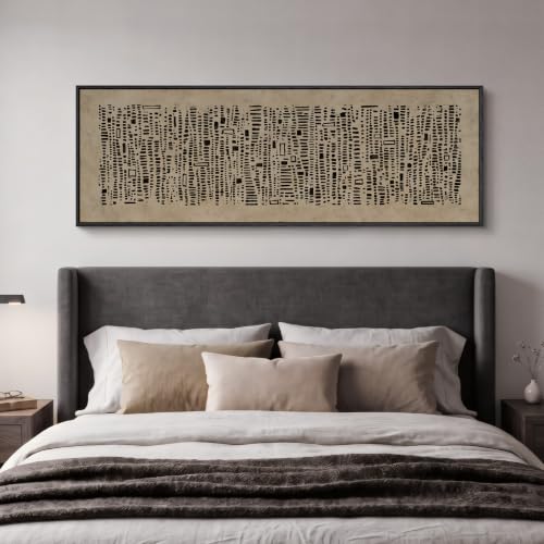 Large Framed Neutral Brown and Black Abstract Wall Art